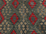 handmade Geometric Kilim Green Red Hand-Woven RECTANGLE 100% WOOL area rug 6x8