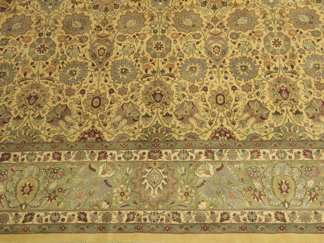 handmade Traditional Tabriz Gold Green Hand Knotted RECTANGLE 100% WOOL area rug 10x14