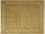 handmade Traditional Tabriz Gold Green Hand Knotted RECTANGLE 100% WOOL area rug 10x14