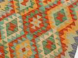 handmade Geometric Kilim Rust Blue Hand-Woven RUNNER 100% WOOL area rug 2x6