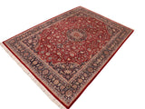 handmade Traditional Kazveen Red Blue Hand Knotted RECTANGLE WOOL&SILK area rug 10x14