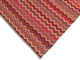 handmade Geometric Kilim Pink Gold Hand-Woven RECTANGLE 100% WOOL area rug 5x7