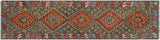 handmade Geometric Kilim Charcoal Rust Hand-Woven RUNNER 100% WOOL area rug 2x8