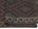 handmade Geometric Kilim Brown Black Hand-Woven RUNNER 100% WOOL area rug 3x8