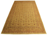 handmade Traditional Lahore Gold Gold Hand Knotted RECTANGLE 100% WOOL area rug 10x14