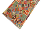 handmade Geometric Kilim Gray Rust Hand-Woven RUNNER 100% WOOL area rug 3x10