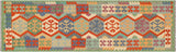 handmade Geometric Kilim Gray Green Hand-Woven RUNNER 100% WOOL area rug 3x10