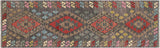 handmade Geometric Kilim Charcoal Red Hand-Woven RUNNER 100% WOOL area rug 3x10