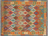Bohemian Turkish Kilim Clemenci Rust/Gold Wool Rug - 5'8'' x 7'10''