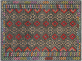 Tribal Turkish Kilim Augustus Red/Green Wool Rug - 5'9'' x 8'3''