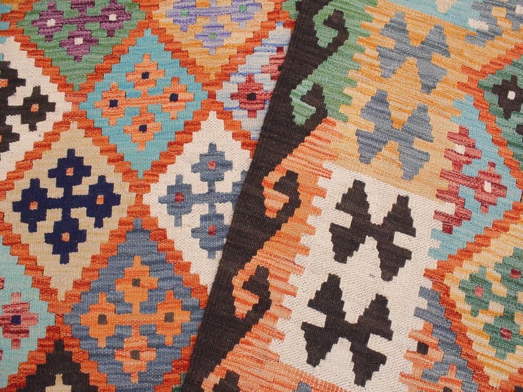 handmade Geometric Kilim Rust Brown Hand-Woven RECTANGLE 100% WOOL area rug 7x10