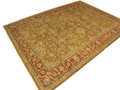 handmade Traditional Design Gold Rust Hand Knotted RECTANGLE 100% WOOL area rug 10x14