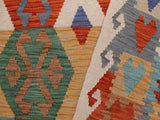 handmade Geometric Kilim Beige Rust Hand-Woven RECTANGLE 100% WOOL area rug 8x10