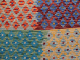 handmade Geometric Kilim Red Blue Hand-Woven RECTANGLE 100% WOOL area rug 6x8