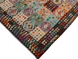 handmade Geometric Kilim Blue Brown Hand-Woven RECTANGLE 100% WOOL area rug 9x11