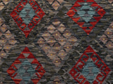 handmade Geometric Kilim Charcoal Green Hand-Woven RECTANGLE 100% WOOL area rug 7x10