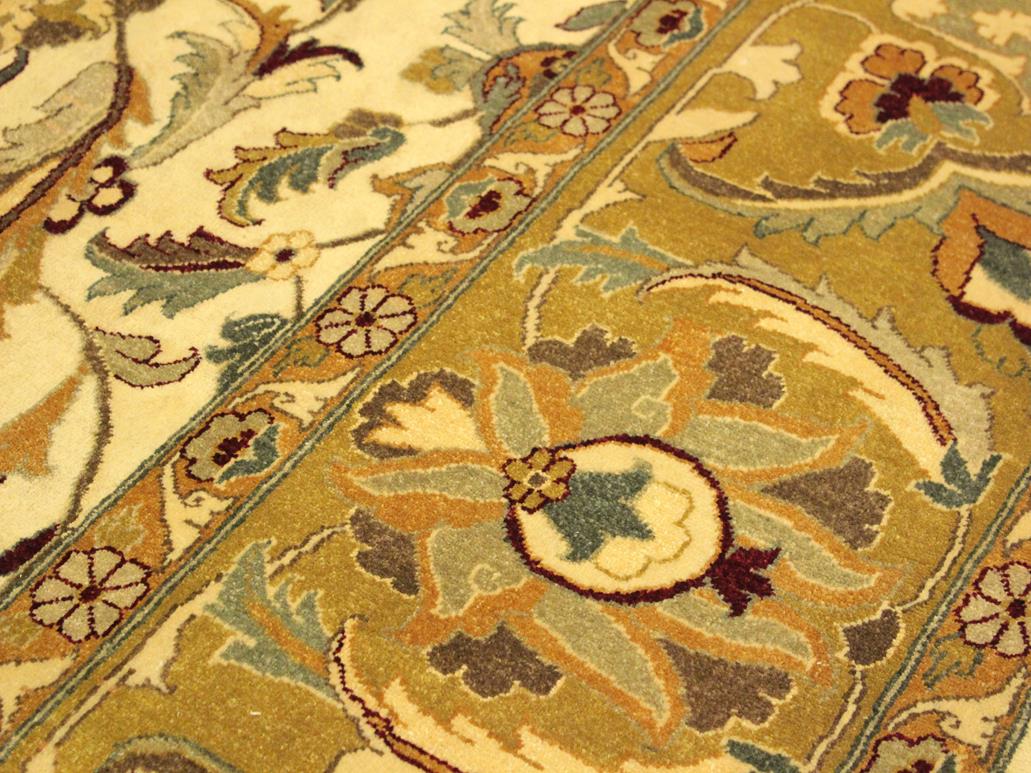 handmade Traditional  Ivory Gold Hand Knotted RECTANGLE 100% WOOL area rug 10x14