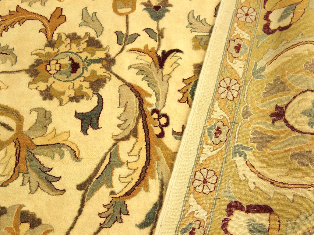 handmade Traditional  Ivory Gold Hand Knotted RECTANGLE 100% WOOL area rug 10x14