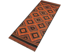 handmade Geometric Kilim Rust Brown Hand-Woven RUNNER 100% WOOL area rug