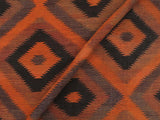 handmade Geometric Kilim Rust Brown Hand-Woven RUNNER 100% WOOL area rug