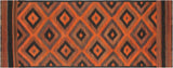 handmade Geometric Kilim Rust Brown Hand-Woven RUNNER 100% WOOL area rug