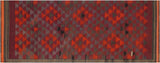handmade Geometric Kilim Red Rust Hand-Woven RUNNER 100% WOOL area rug
