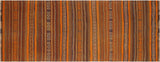 handmade Geometric Kilim Orange Brown Hand-Woven RUNNER 100% WOOL area rug