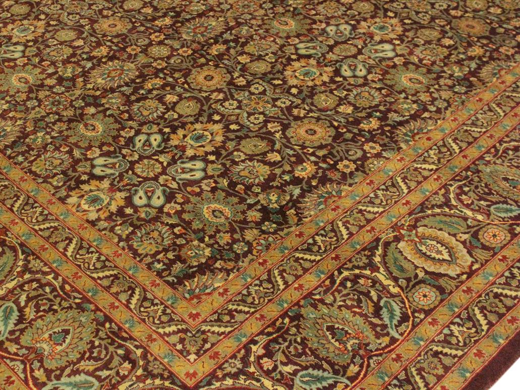 handmade Traditional New Asif Aubergine Beige Hand Knotted RECTANGLE 100% WOOL area rug 10x14