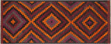 handmade Geometric Kilim Orange Burgundy Hand-Woven RUNNER 100% WOOL area rug