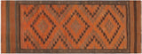 handmade Geometric Kilim Rust Brown Hand-Woven RUNNER 100% WOOL area rug