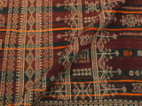 handmade Geometric Kilim Burgundy Beige Hand-Woven RUNNER 100% WOOL area rug