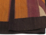 handmade Geometric Kilim Orange Brown Hand-Woven RUNNER 100% WOOL area rug