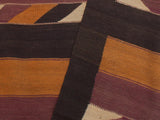 handmade Geometric Kilim Orange Brown Hand-Woven RUNNER 100% WOOL area rug