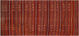 handmade Geometric Kilim Red Rust Hand-Woven RUNNER 100% WOOL area rug