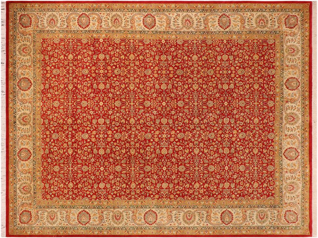 handmade Traditional  Red Beige Hand Knotted RECTANGLE 100% WOOL area rug 10x14