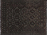 handmade Geometric Kilim Black Gray Hand-Woven RECTANGLE 100% WOOL area rug 5x8
