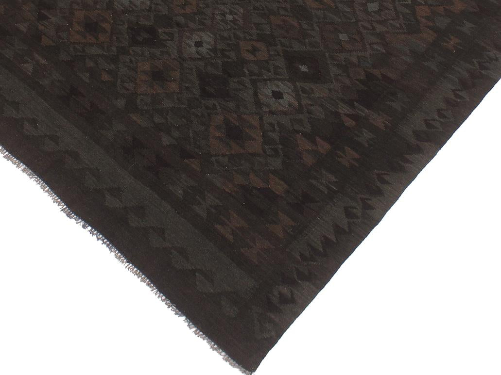 handmade Geometric Kilim Charcoal Blue Hand-Woven RECTANGLE 100% WOOL area rug 6x7