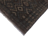 handmade Geometric Kilim Black Brown Hand-Woven RECTANGLE 100% WOOL area rug 6x8