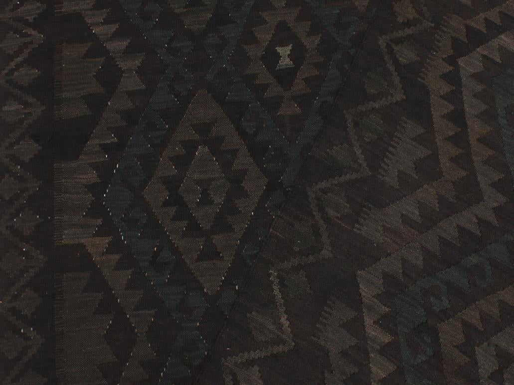 handmade Geometric Kilim Black Green Hand-Woven RECTANGLE 100% WOOL area rug 6x7