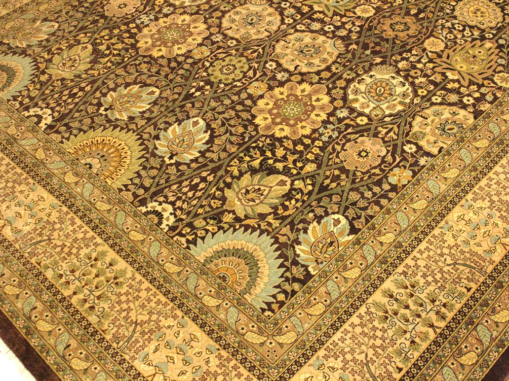 handmade Traditional Veg Dye Brown Tan Hand Knotted RECTANGLE 100% WOOL area rug 10x14