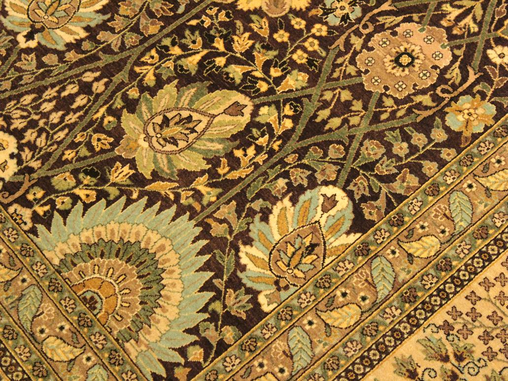 handmade Traditional Veg Dye Brown Tan Hand Knotted RECTANGLE 100% WOOL area rug 10x14