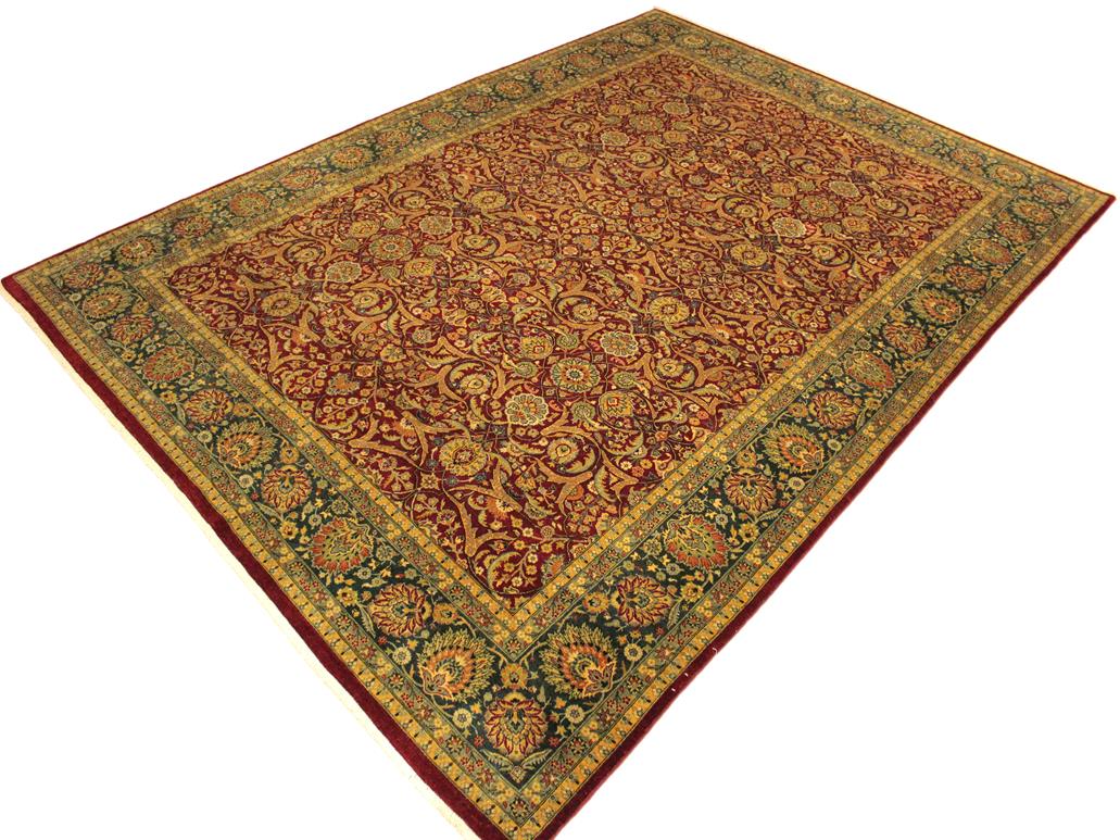 handmade Traditional Design Red Teal Hand Knotted RECTANGLE 100% WOOL area rug 10x14