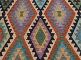 handmade Geometric Kilim Rust Blue Hand-Woven RECTANGLE 100% WOOL area rug 10x13