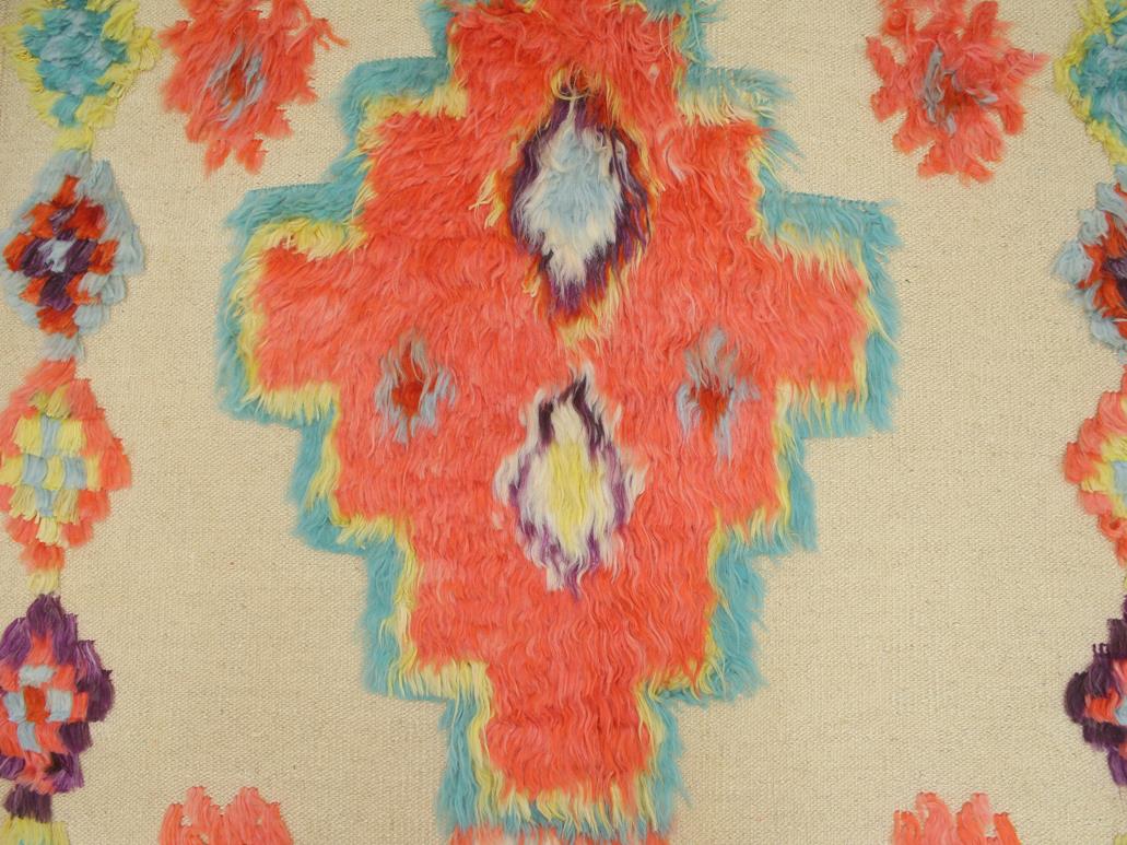 handmade Modern Moroccan Beige Blue Hand-Woven RECTANGLE 100% WOOL area rug 4 x 7