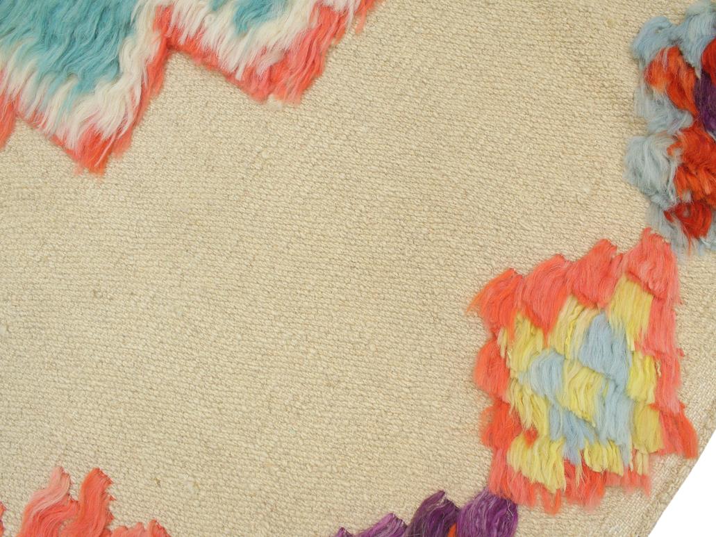 handmade Modern Moroccan Beige Blue Hand-Woven RECTANGLE 100% WOOL area rug 4 x 7