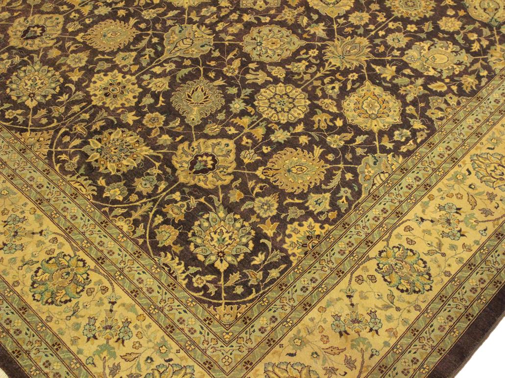 handmade Traditional Design Aubergine Lt. Tan Hand Knotted RECTANGLE 100% WOOL area rug 10x14