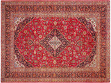 Vintage Antique Persian Kashan Thomson Wool Rug - 9'5'' x 13'1''