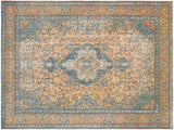 handmade Medallion, Traditional Tabriz Tan Blue Hand Knotted RECTANGLE 100% WOOL area rug 10x13