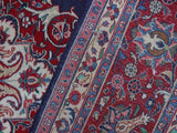 handmade Medallion, Traditional Kashan Blue Red Hand Knotted RECTANGLE 100% WOOL area rug 10x13