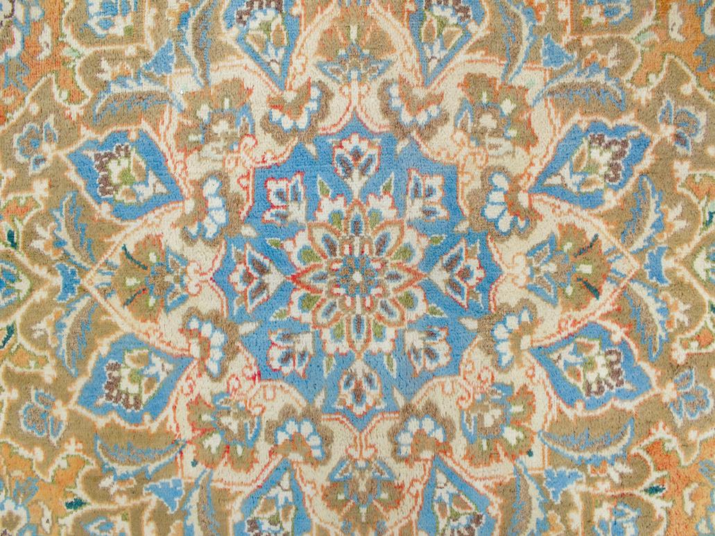 handmade Medallion, Traditional Kashan Orange Brown Hand Knotted RECTANGLE 100% WOOL area rug 10x13